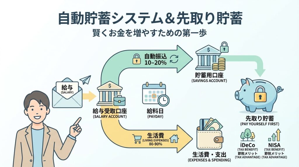 自動貯蓄システム&先取り貯蓄の図解