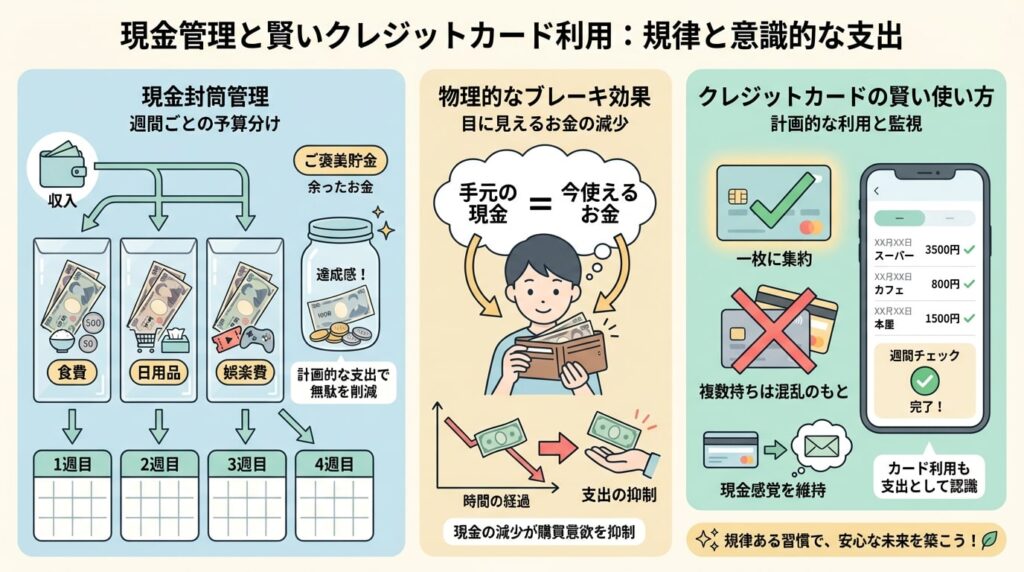 現金管理と賢いクレジットカード利用の図解