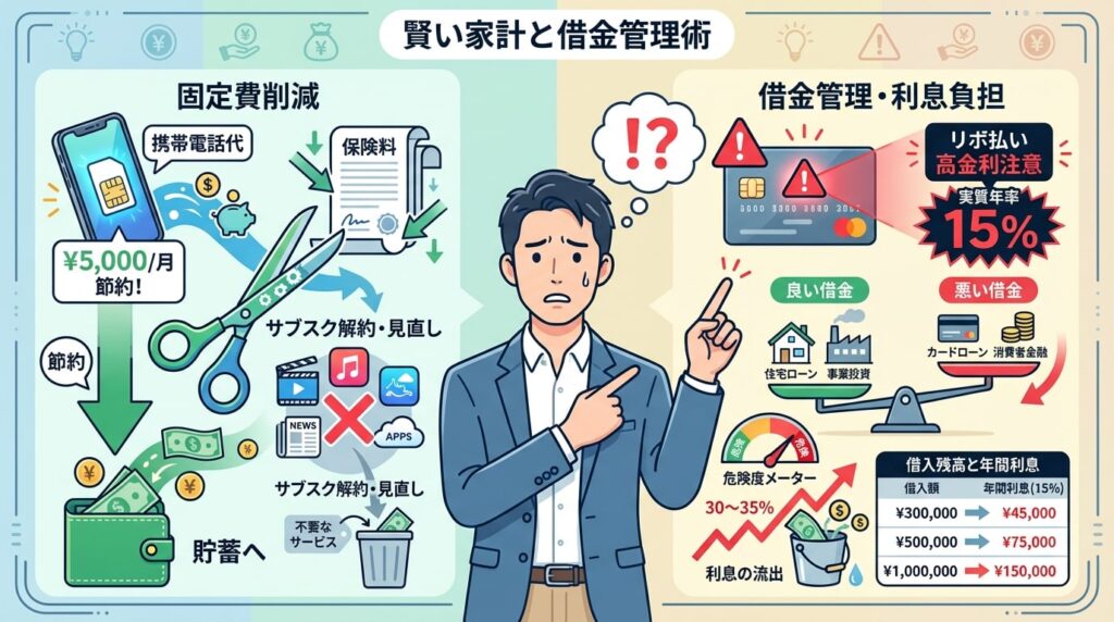 賢い家計と借金管理術の図解