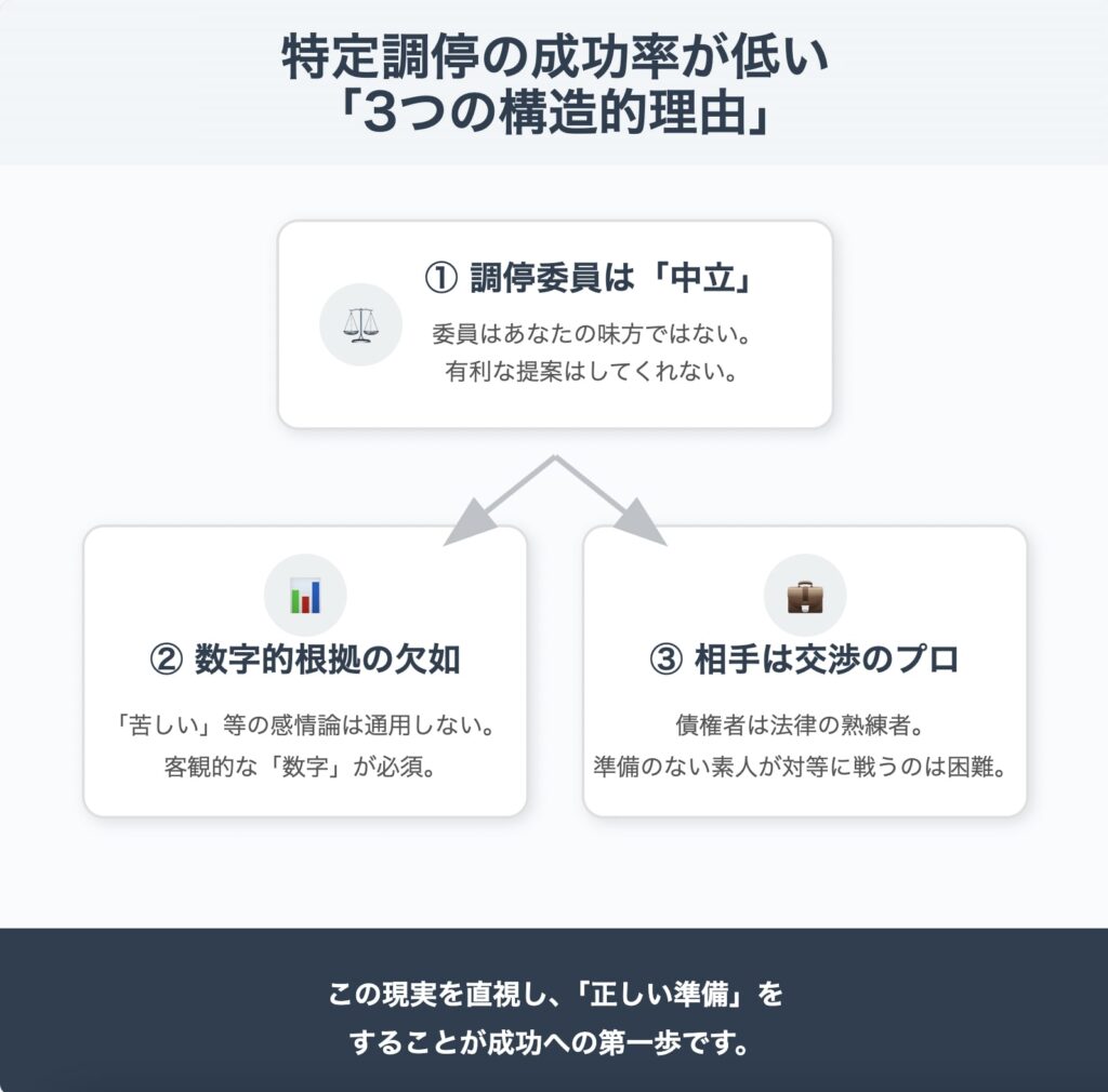 特定調停の成功率が低い3つの理由